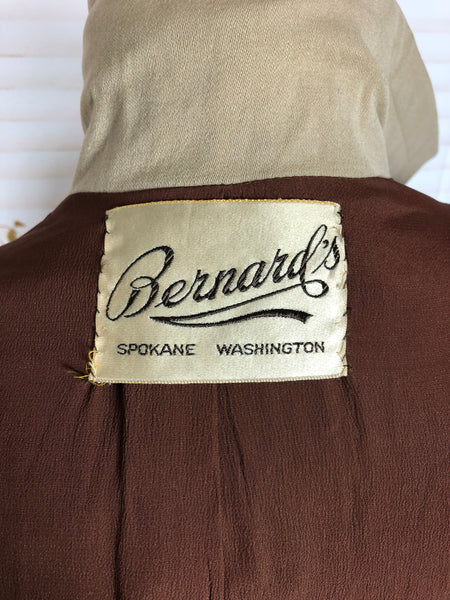 Stunning Original 1940s Volup Vintage Cream Gabardine Forstmann Swing Coat With Triangular Pockets