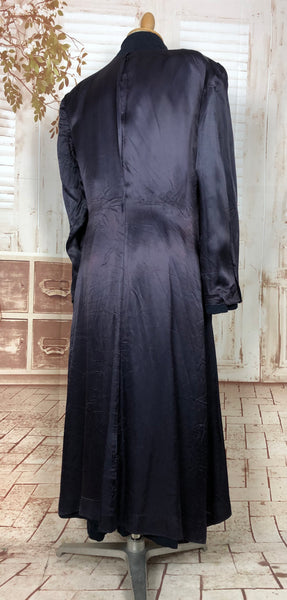 Amazing Original 1940s Vintage Navy Blue Gabardine Belt Back Princess Coat